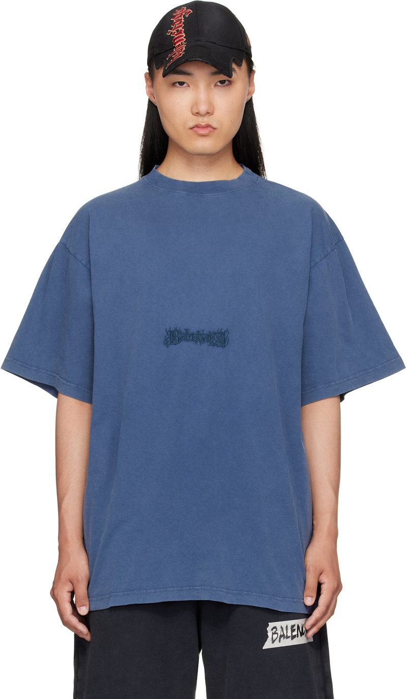 Blue Twisted T-Shirt 261342M213010