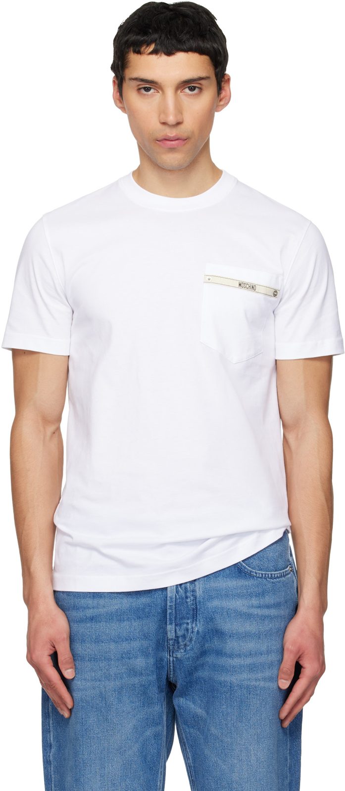 White Moschino Tape T-shirt 261720M213023