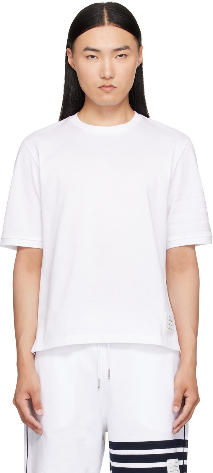 White Jersey Ottoman 4-Bar T-Shirt 262381M213004