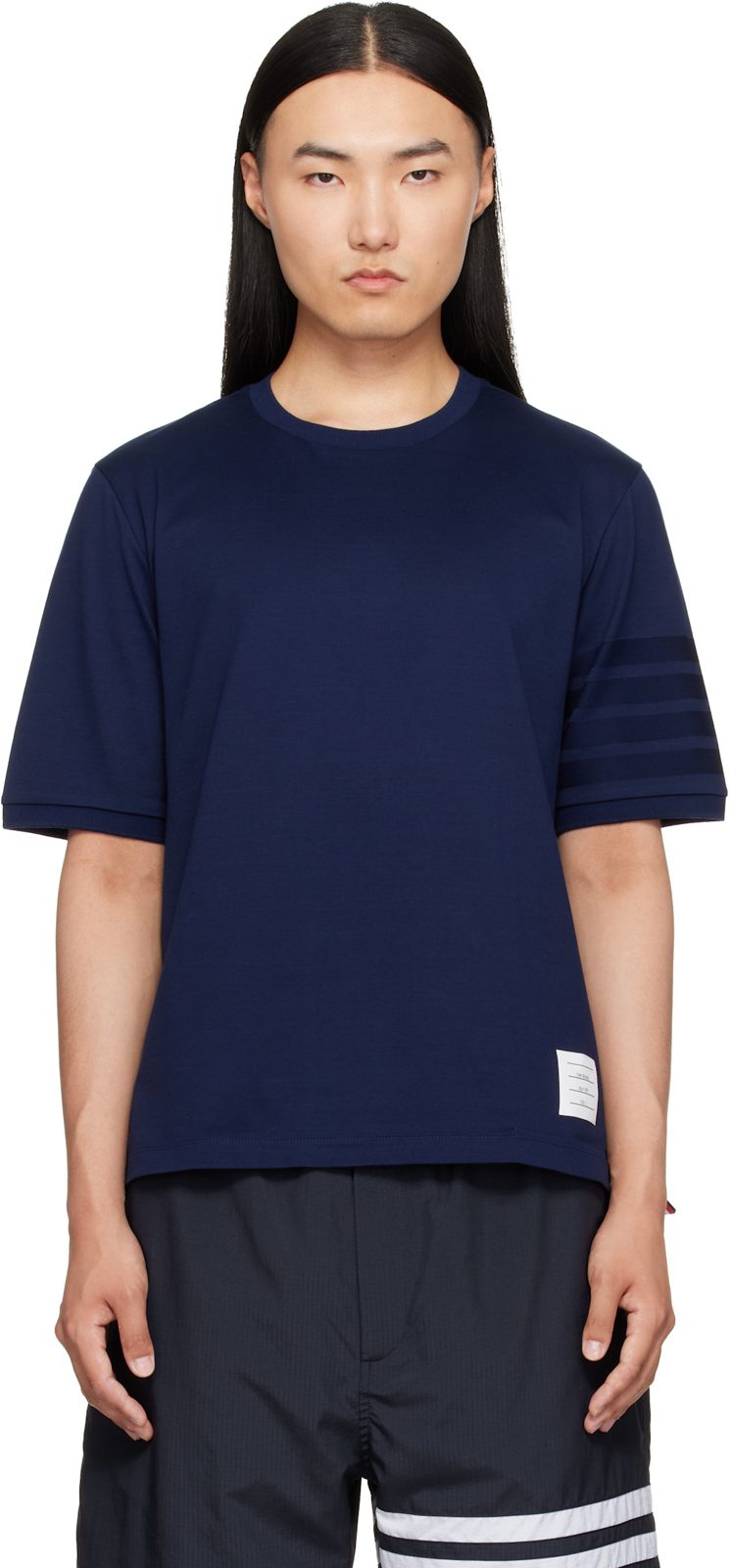 Navy Jersey Ottoman 4-Bar T-shirt 262381M213002