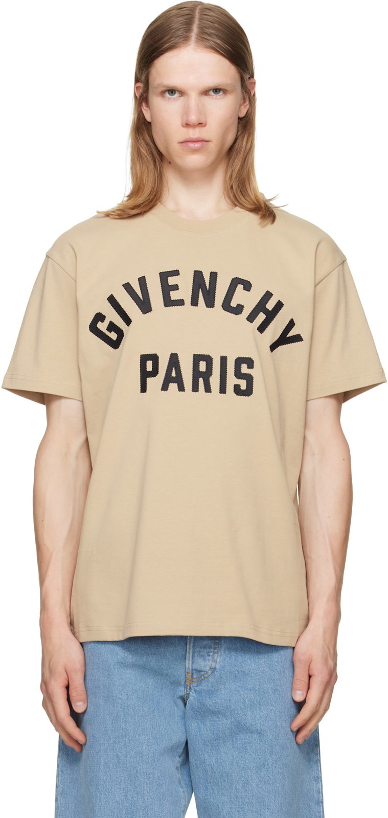Beige [지방시] Paris Cotton T-shirt 262278M213002