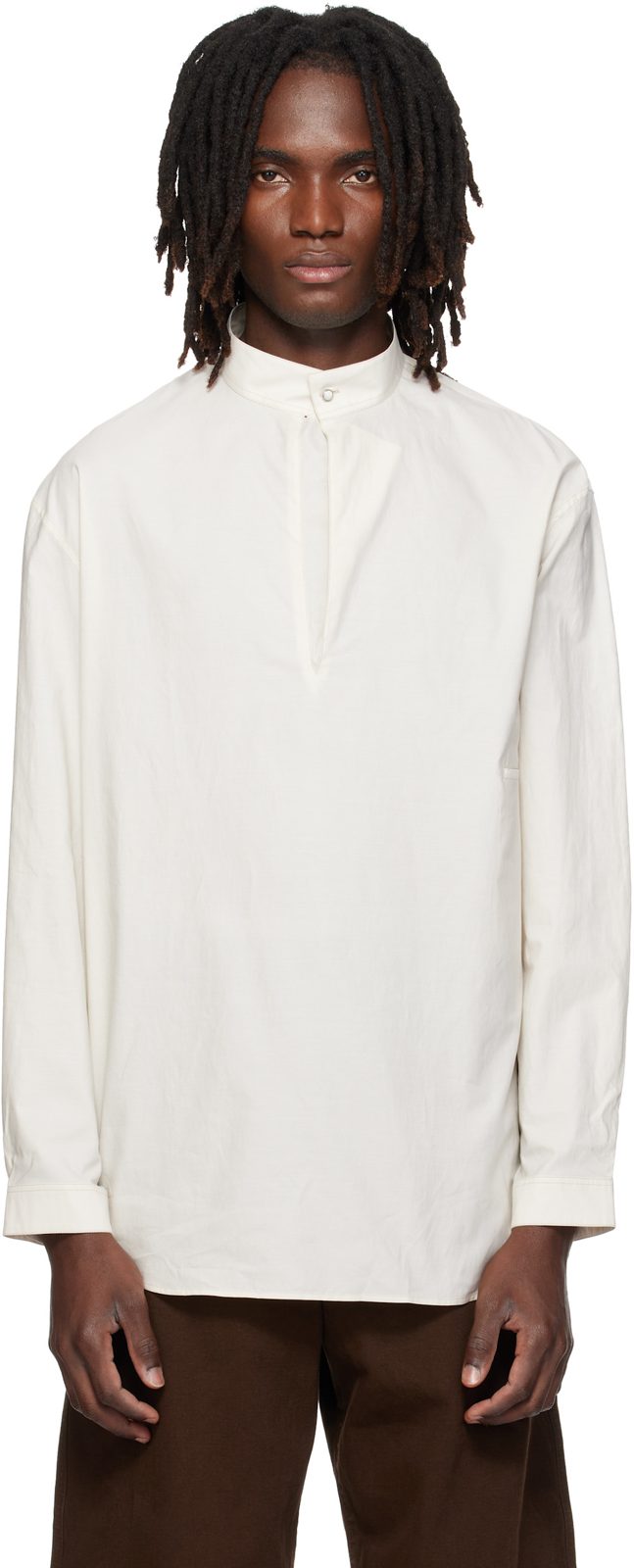 오프화이트 Sailor Washed Cotton Silk Blend Shirt 262646M192000