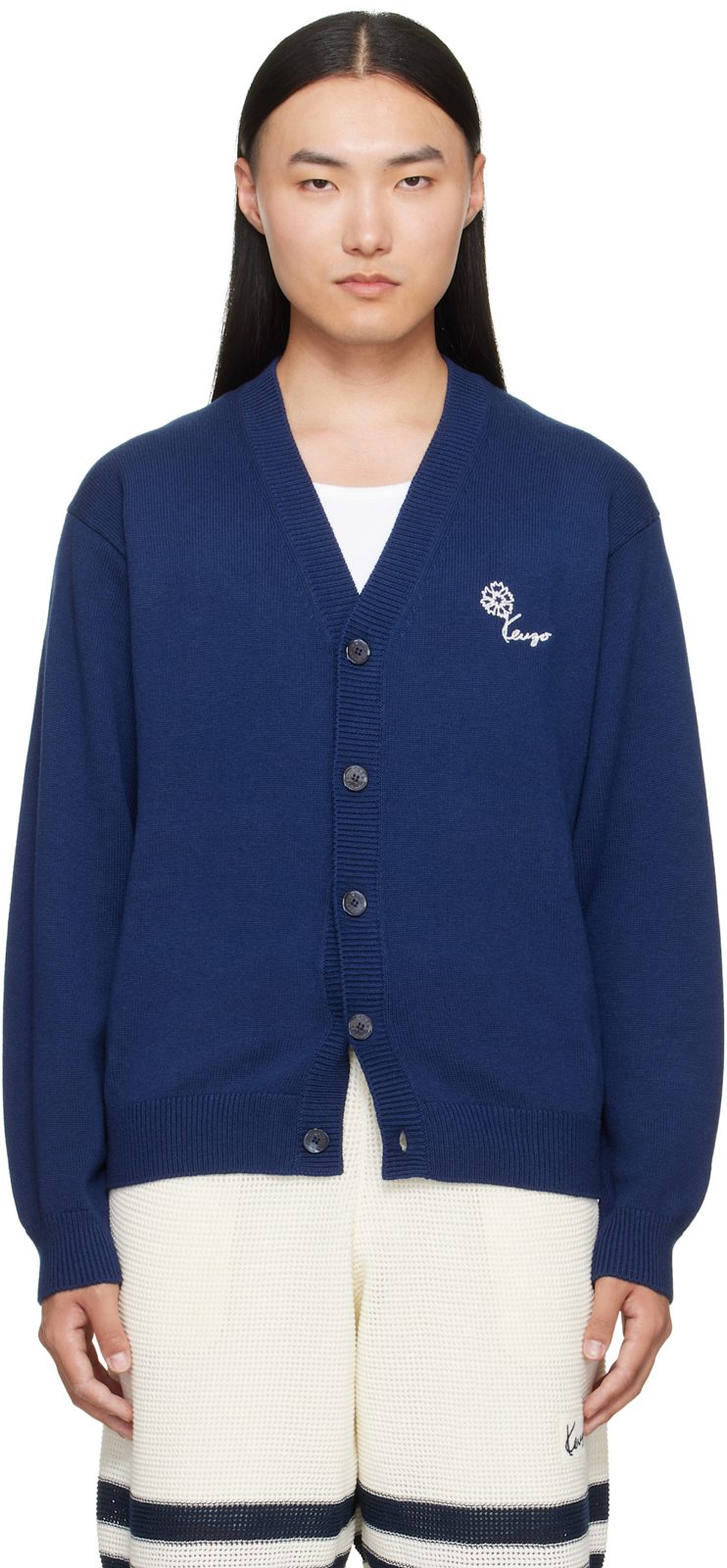 Blue [겐조] Paris Tulip Embroidered Cardigan 262387M200002