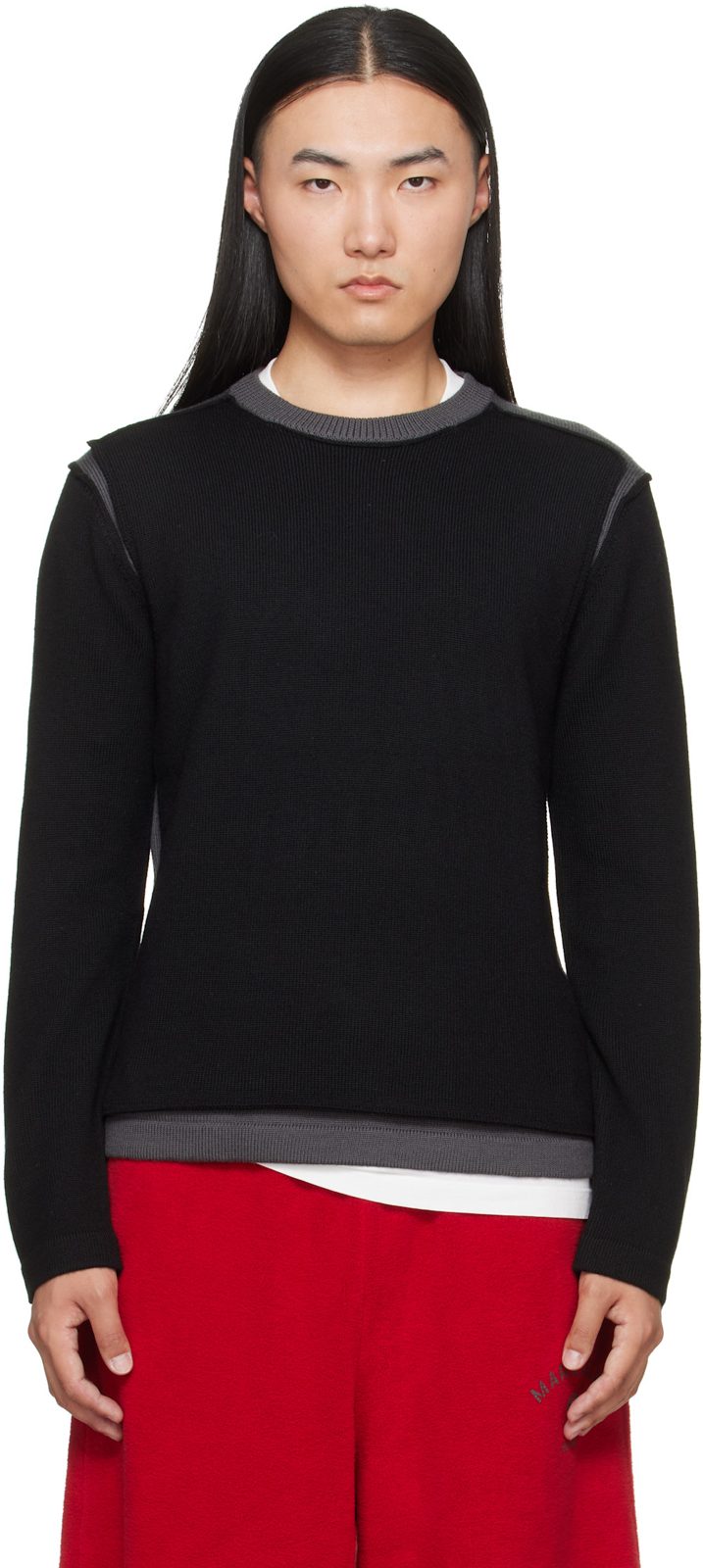 Black Crew Neck Sweater 262188M201003