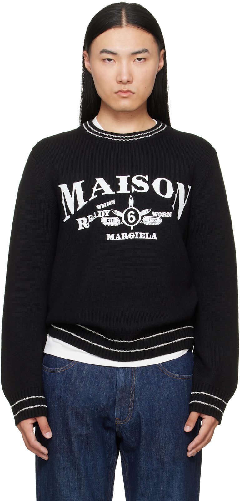 Black Wool Blend Sweater 262188M201004