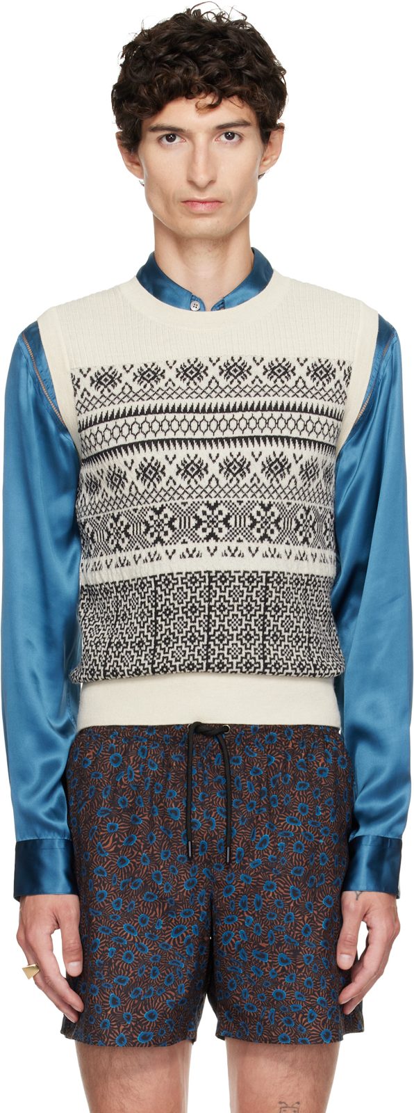 오프화이트 Jacquard Wool Sweater Vest 262358M201028