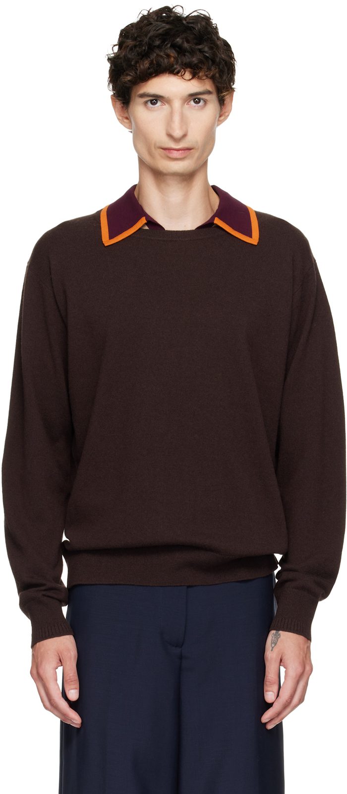 Brown Cashmere Sweater 262358M201032
