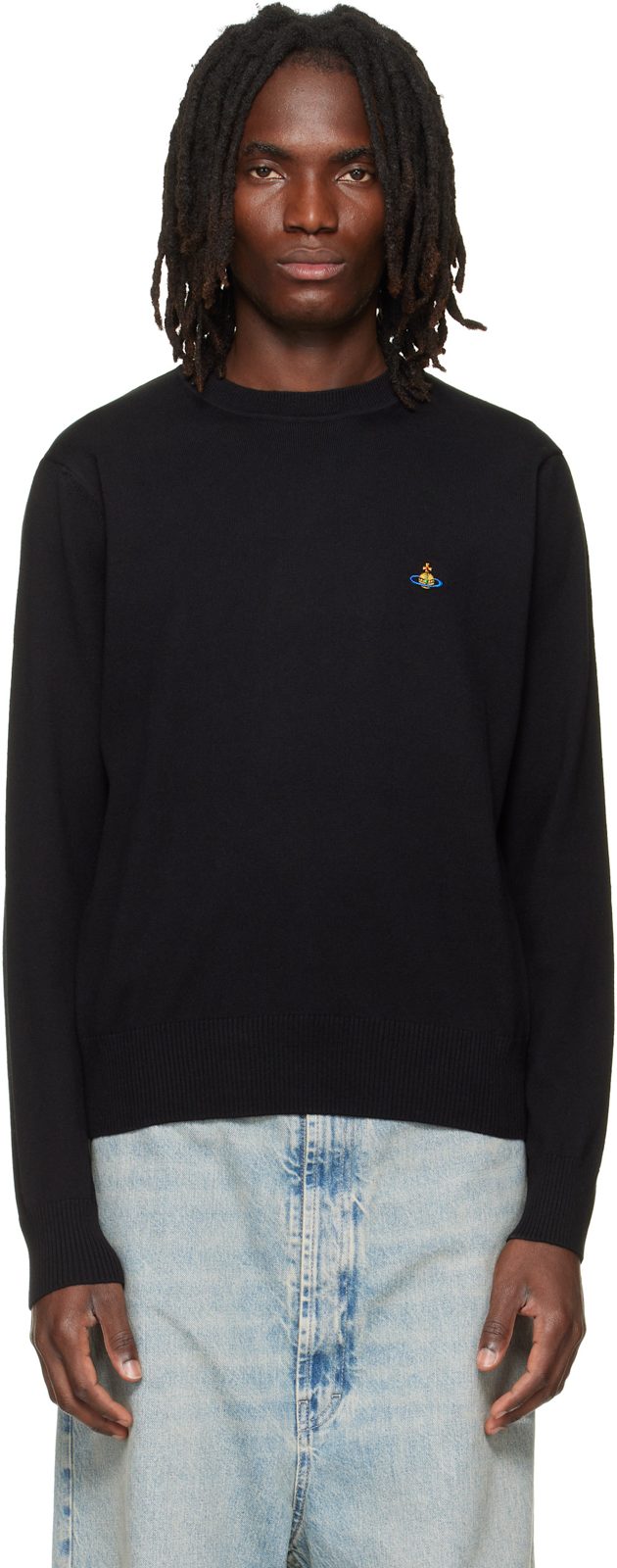 Black Alex Round Neck Sweater 262314M201004