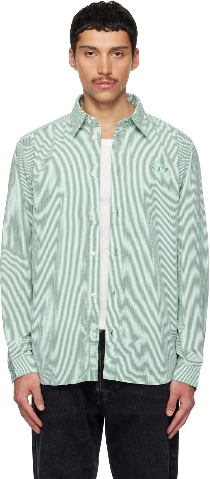 Green & White S-Simply-Bkbz Shirt 261001M192002