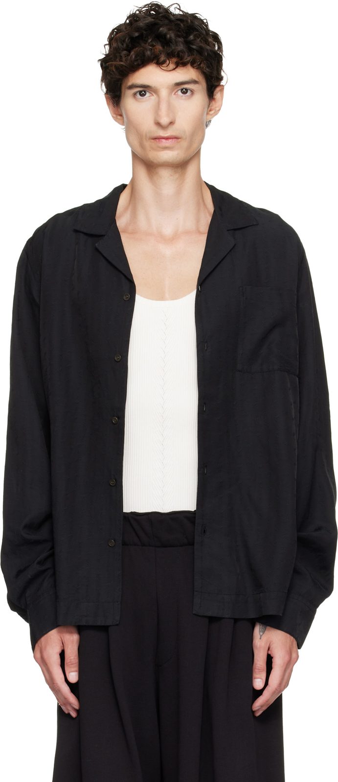 Black Embroidered Shirt 262358M192019