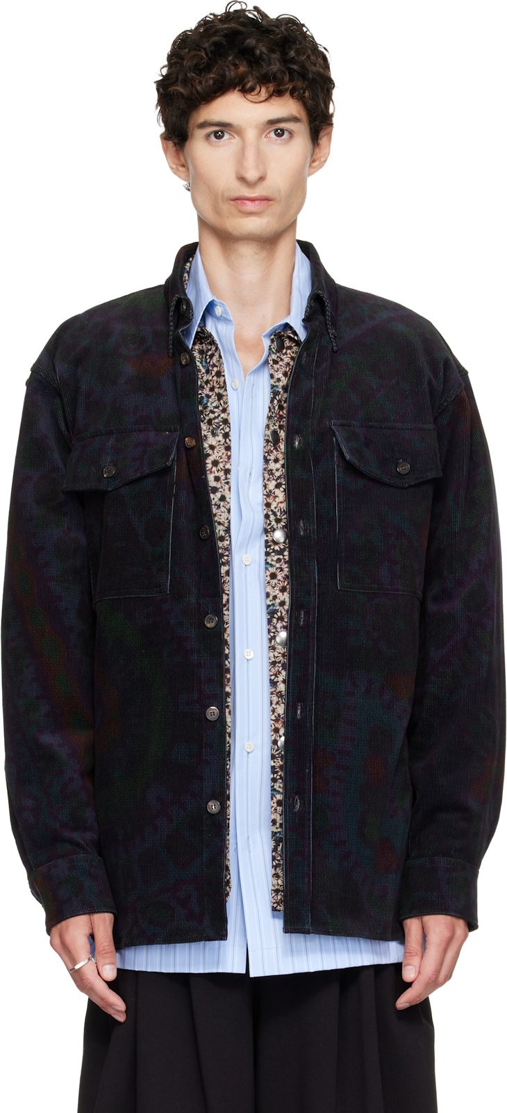 Purple Cotton Corduroy Shirt 262358M192045