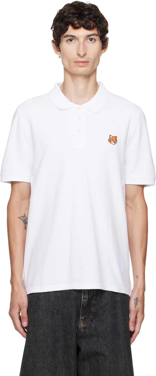 Maison Kitsune White Fox Head Regular Polo 262389M212020