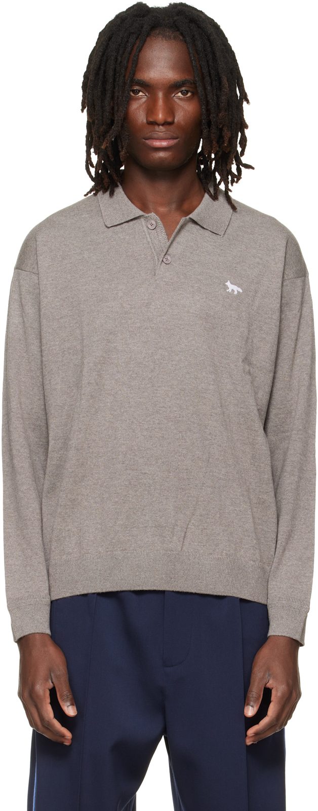 Maison Kitsune Taupe Profile Fox Comfort Polo 262389M212002