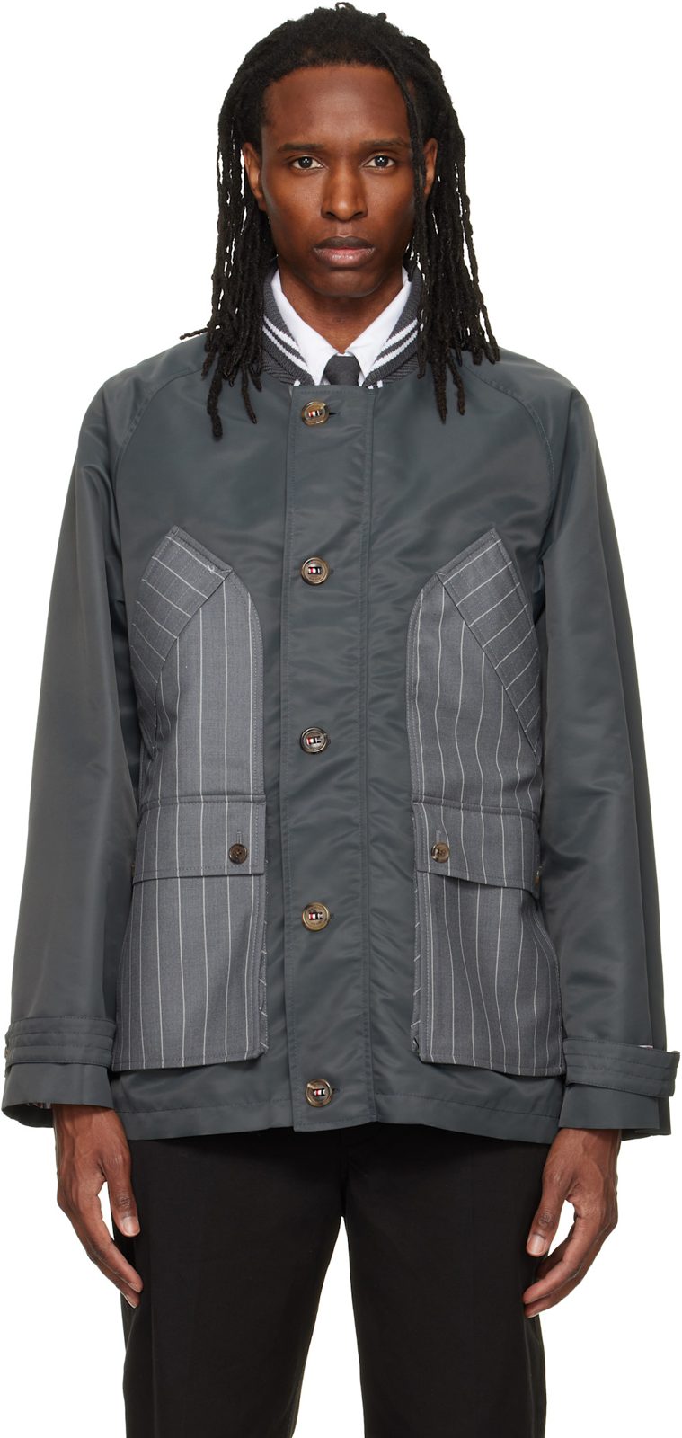 Gray Tech Twill Field Jacket 262381M180003
