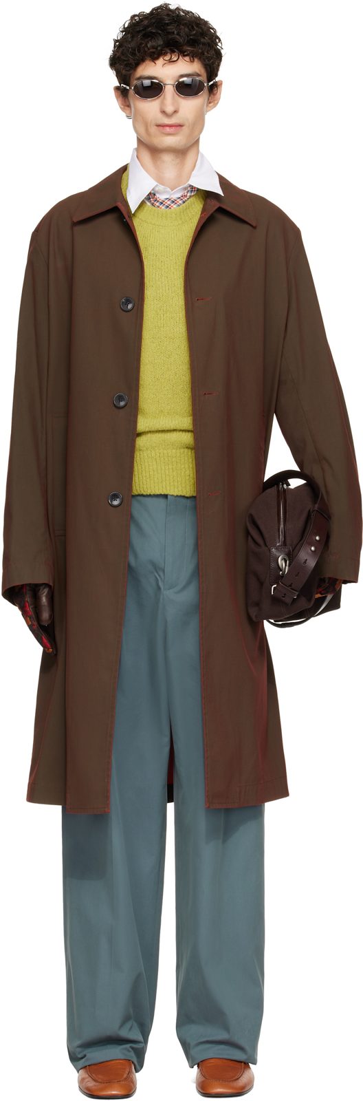 Brown Cotton Coat 262358M176004