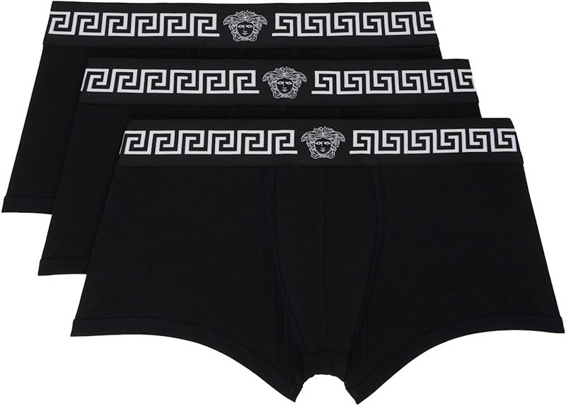 Three-Pack Black Cotton-Jersey Boxer Briefs 262404M216004