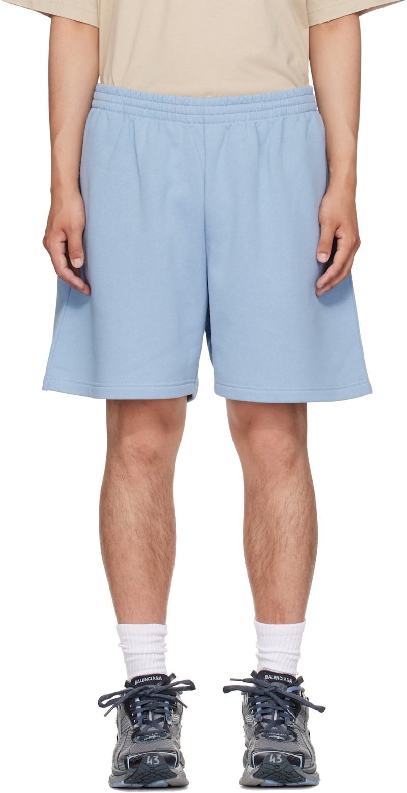 Blue Embroidered Shorts 261342M193002