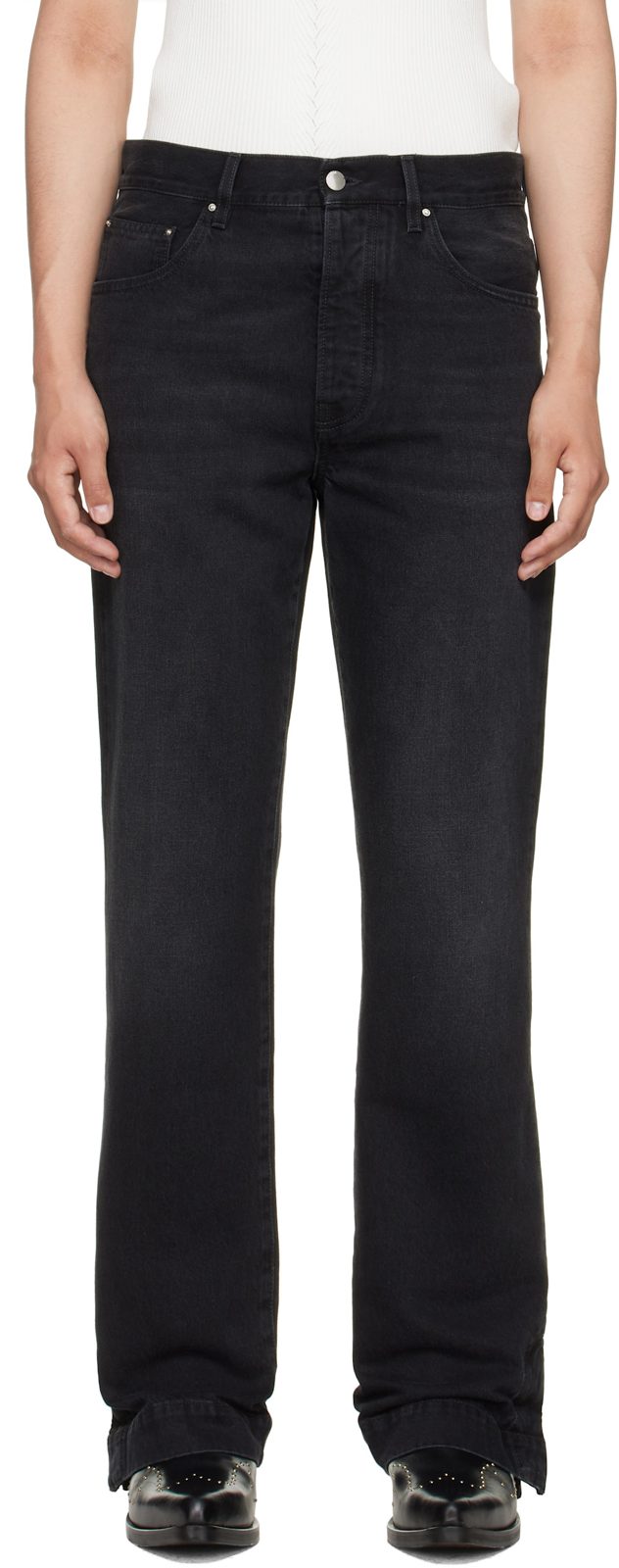 Black Straight Flare Jeans 262886M186021