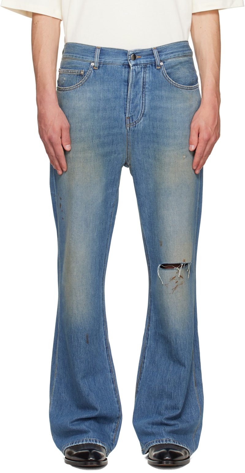 Blue Slash Bootcut Jeans 262886M186009