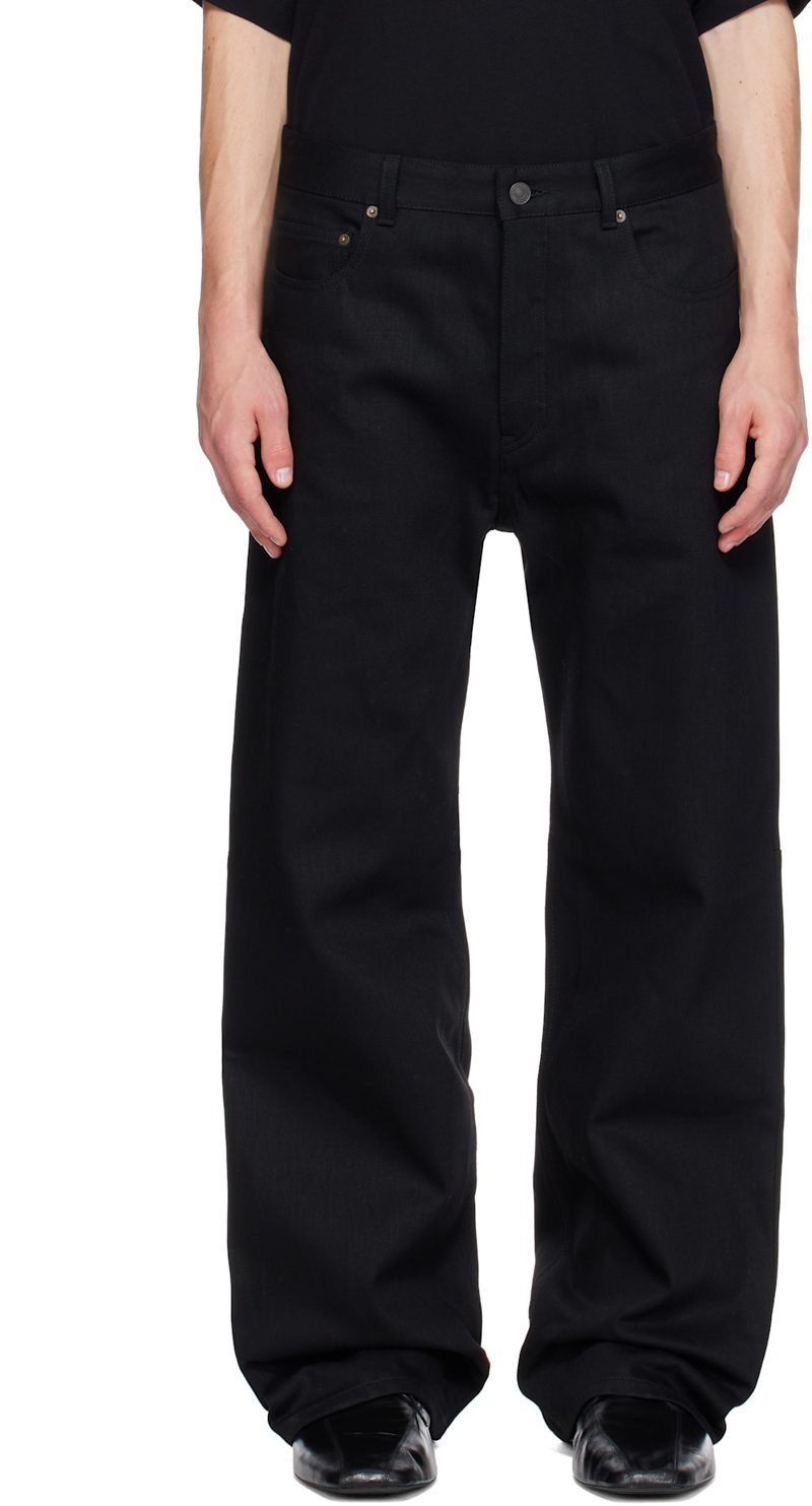 Black Curved Knee Jeans 261342M186005