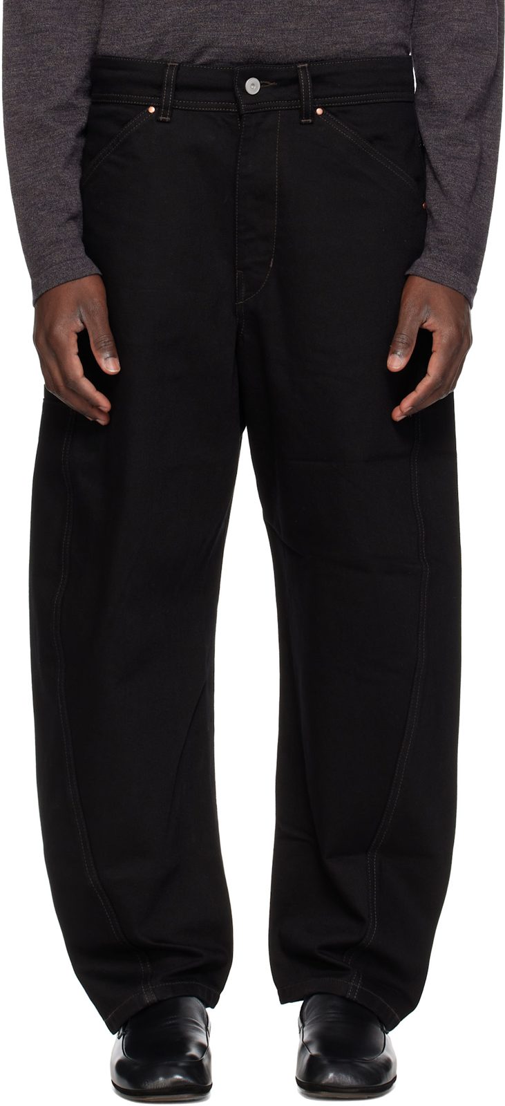 Black Twisted Workwear Jeans 262646M186008