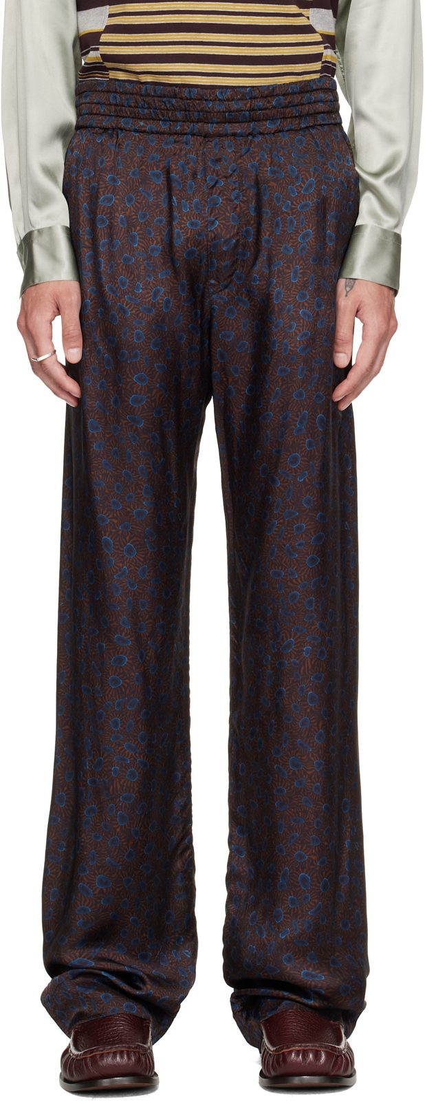Brown Viscose Twill Trousers 262358M191001