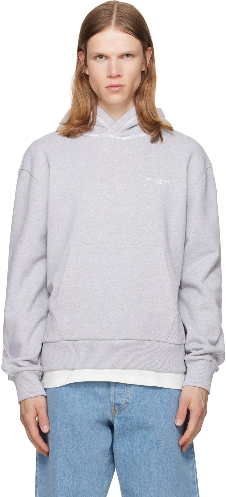 Gray Couture Seam Contrasted Stitch Hoodie 262278M202005