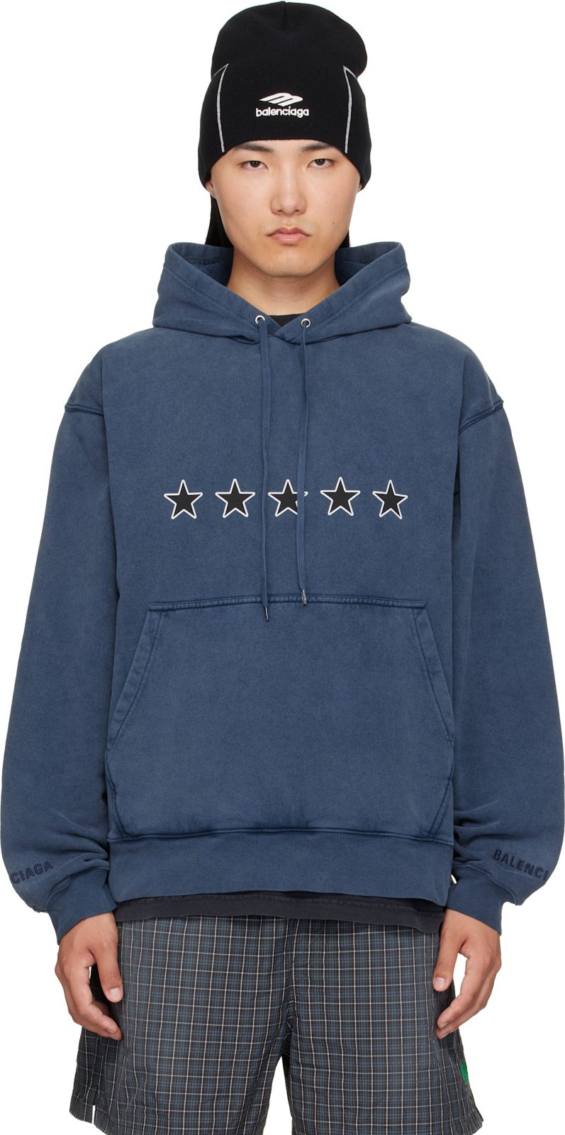 Navy Oversized 5-Star Hoodie 261342M202003