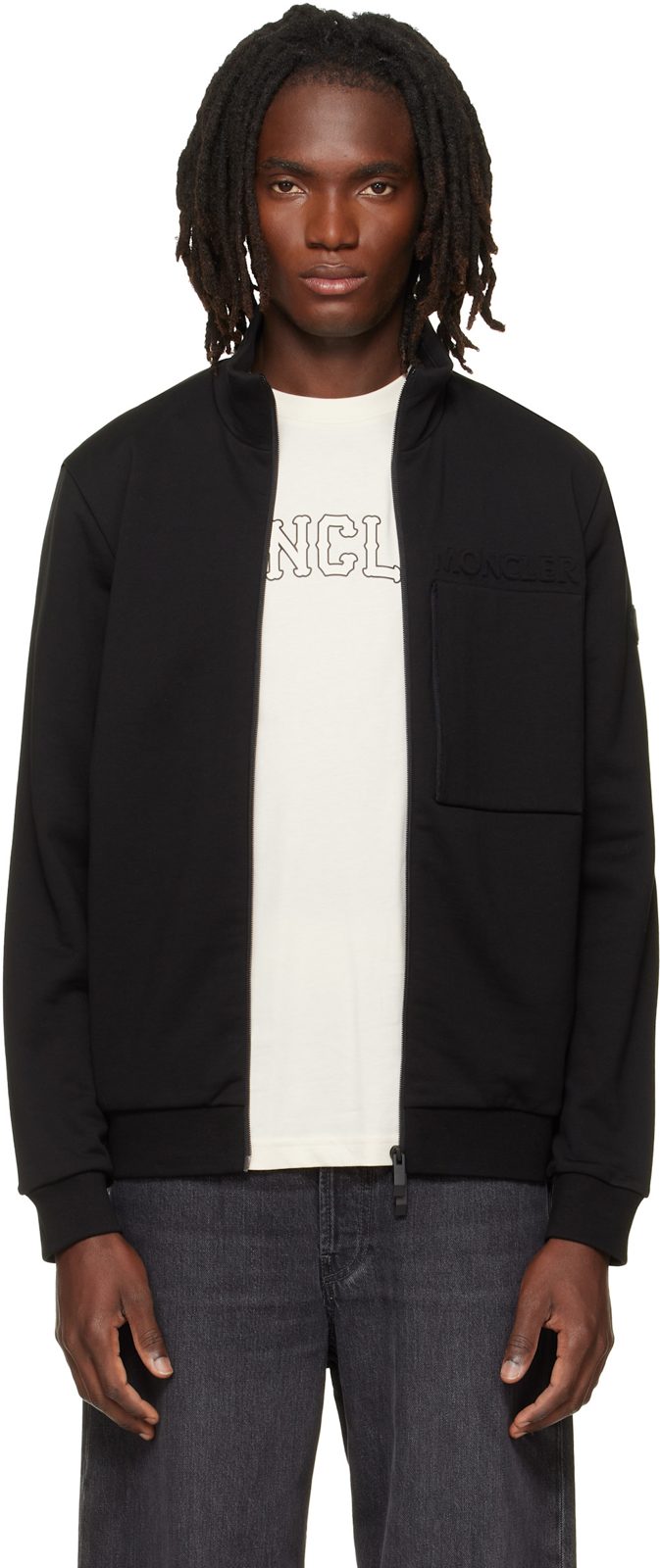 Black Zip Up Sweatshirt 262111M202000