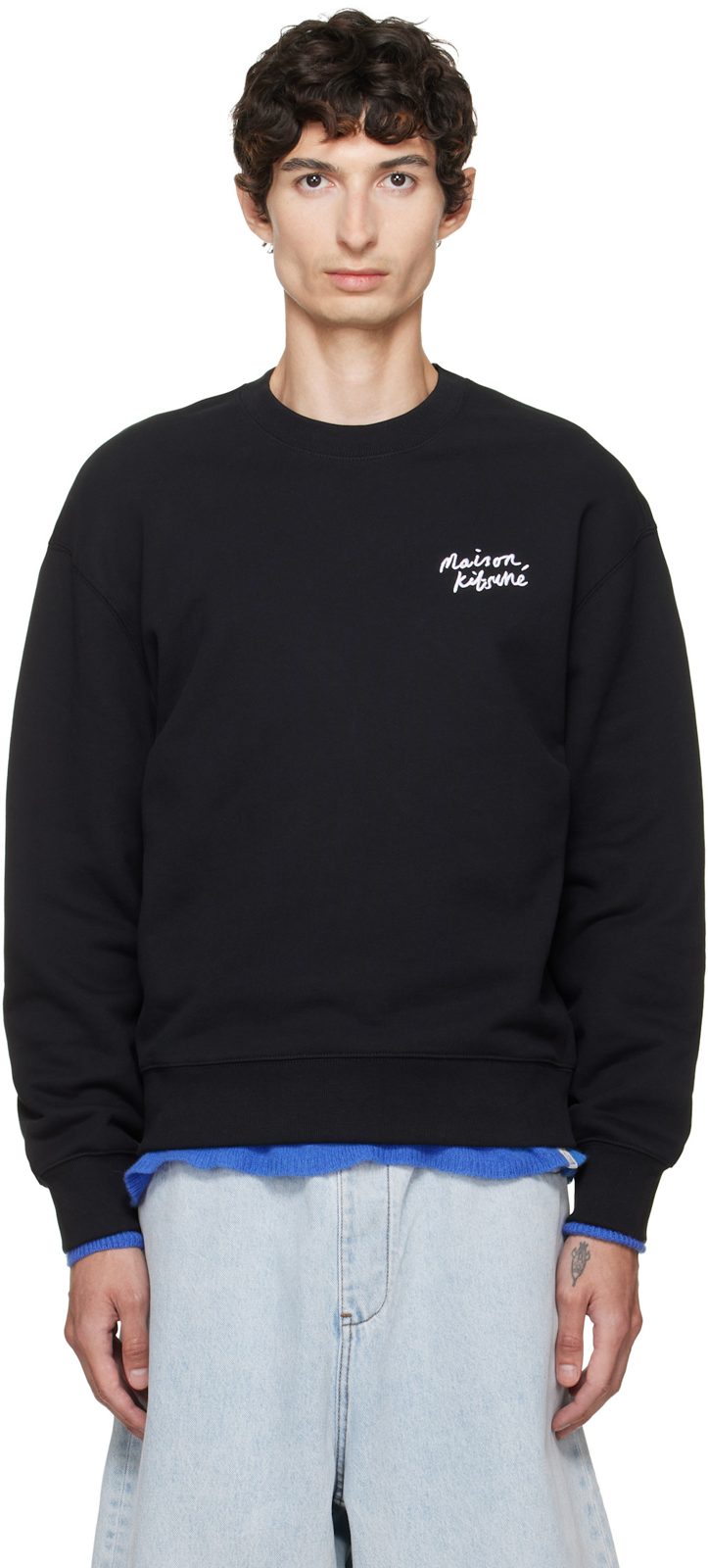 Maison Kitsune Black Handwriting Comfort Sweatshirt 262389M204013