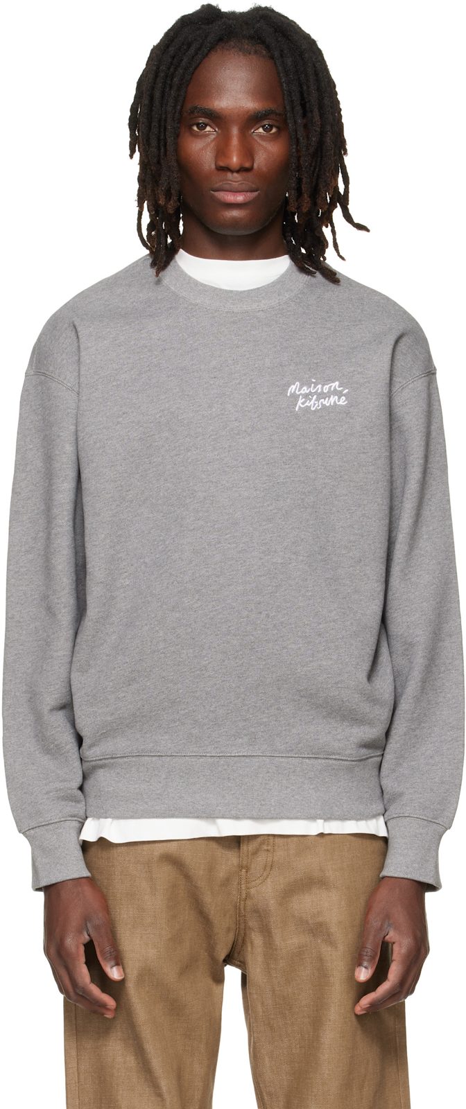 Maison Kitsune Gray Handwriting Comfort Sweatshirt 262389M204015