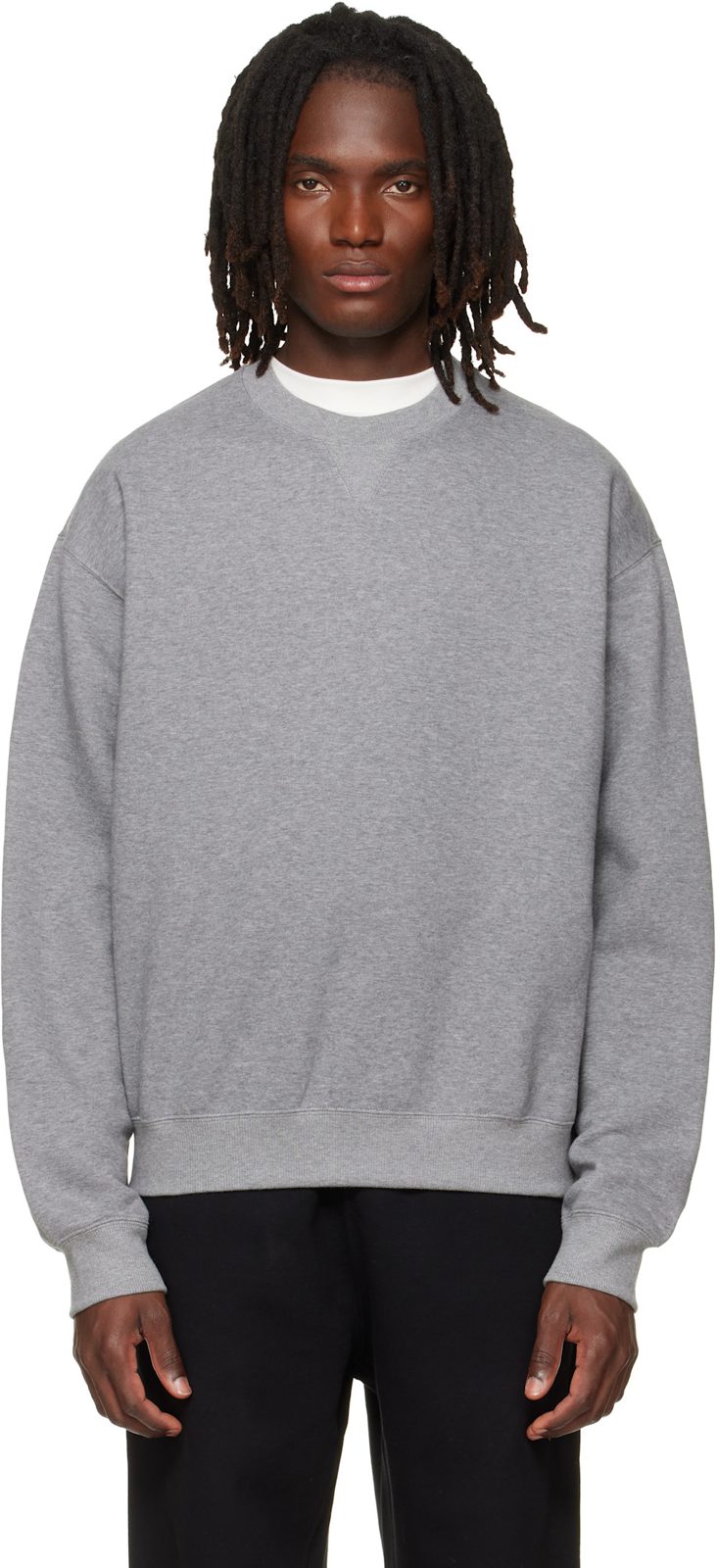 Gray Cotton Crew-Neck Sweatshirt 262249M204002