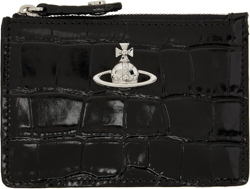 Black Slim Long Card Holder 262314M163042
