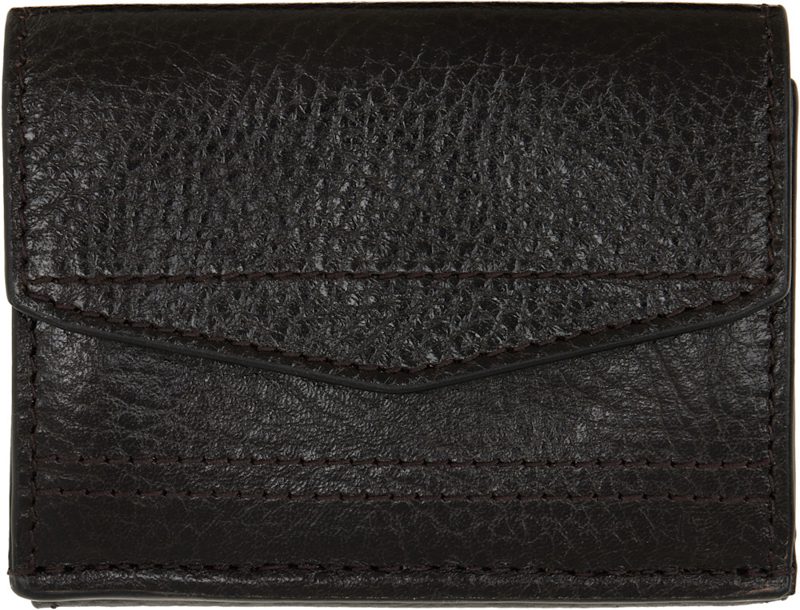 Brown Gear Trifold Leather Wallet 262646M164001