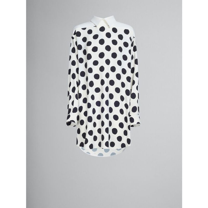 Marni Womens White Polka Dot Shirt Dress
