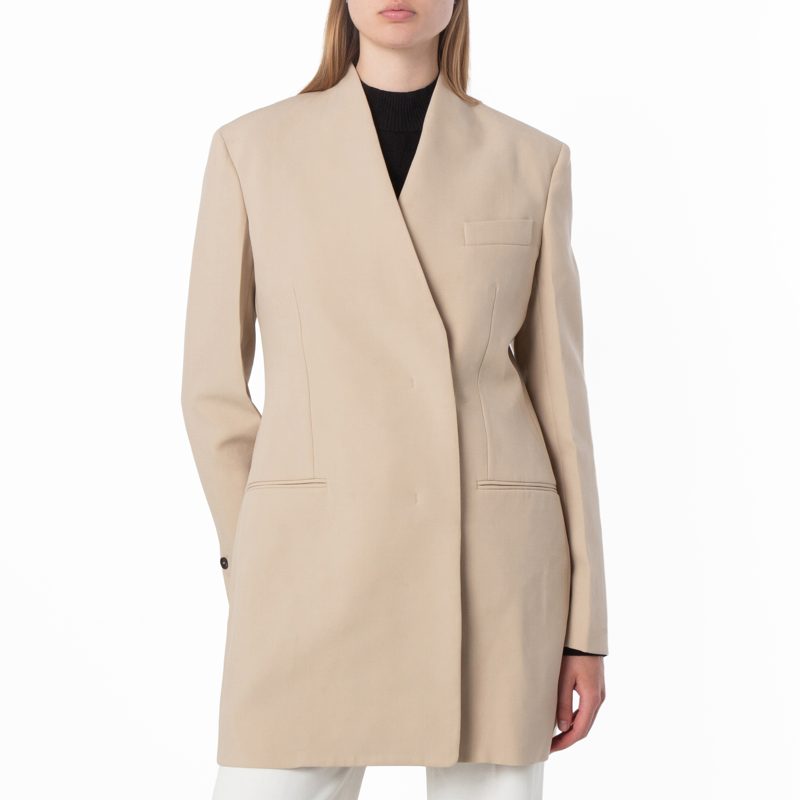 Single-Breasted Fitted Wool Blazer