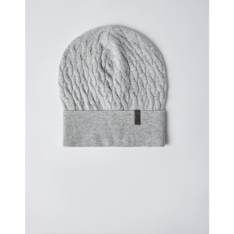 Brunello Cucinelli Wolight Grey Cable Knit Hat