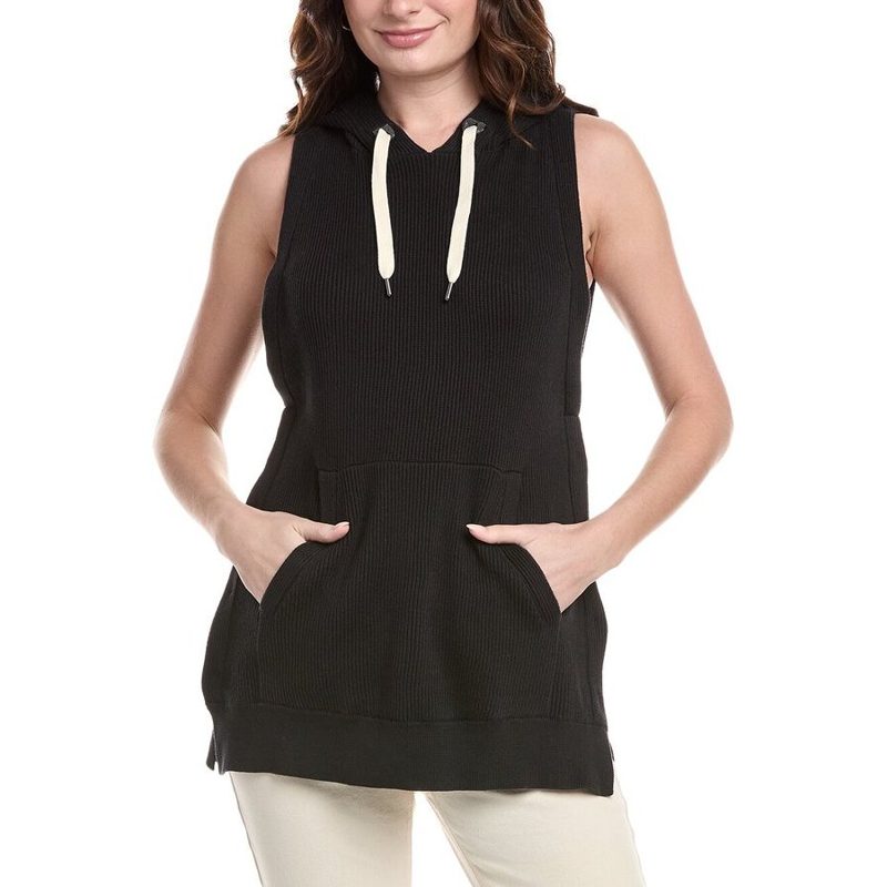 Brunello Cucinelli Black Sleeveless Hooded Knit Tunic