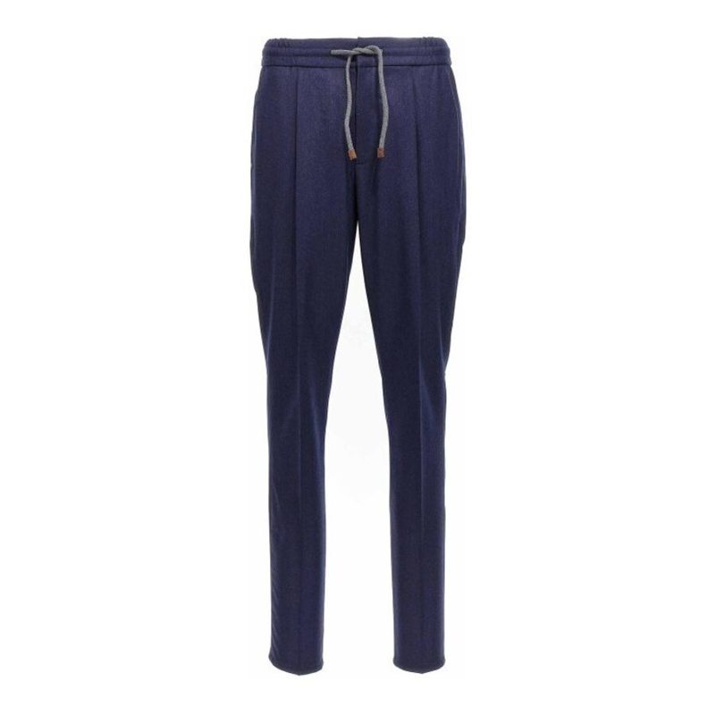 Brunello Cucinelli Navy Wool Relaxed Trousers