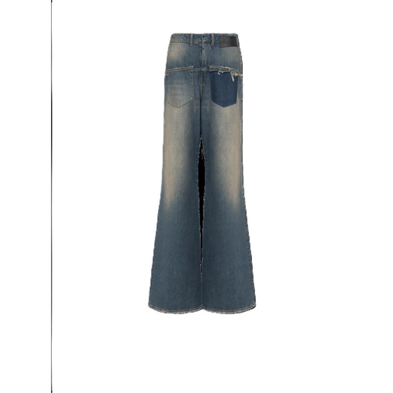 MenS Light Blue Wide-Leg Denim Trousers