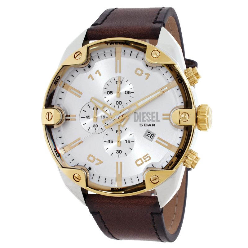 Spiked Chronograph Quartz Silver Dial Mens Watch DZ4665