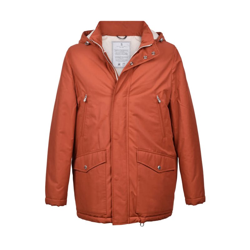 Brunello Cucinelli Rust Cotton Blend Puffer Jacket