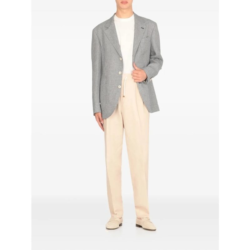 Brunello Cucinelli Gray Checkered Deconstructed Blazer