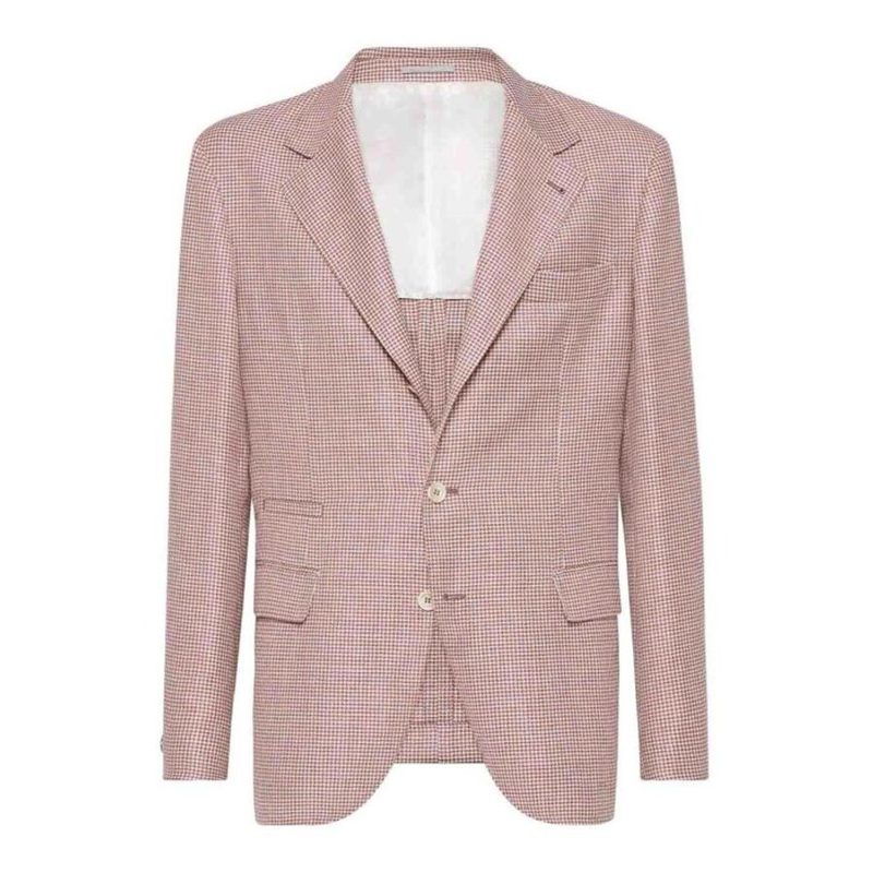 Brunello Cucinelli MenS White And Red Wool Linen Blazer