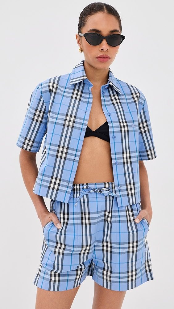 Abby Check Crop Top_Cornflower Blue
