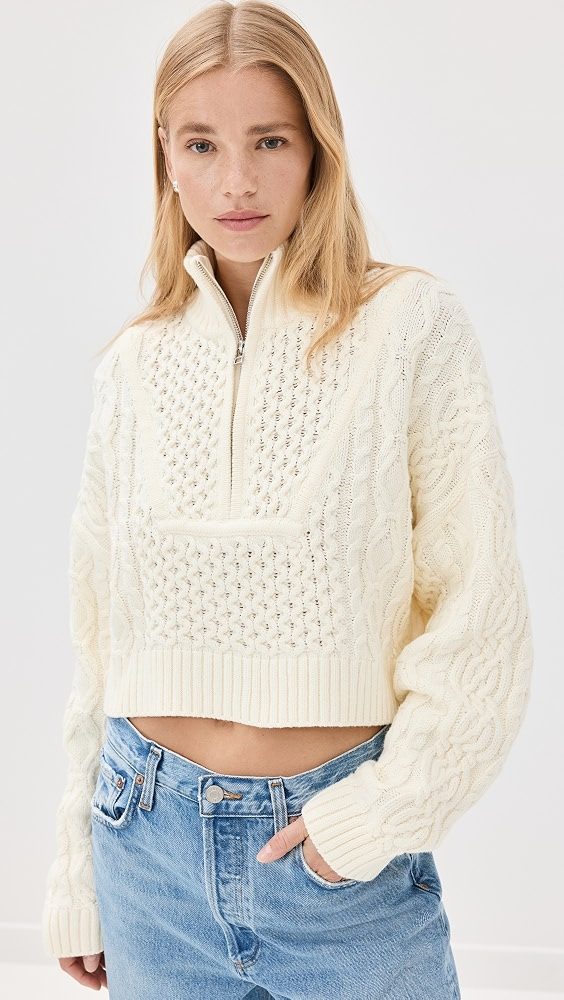 STAUD Cropped Hampton Sweater_Buttercream