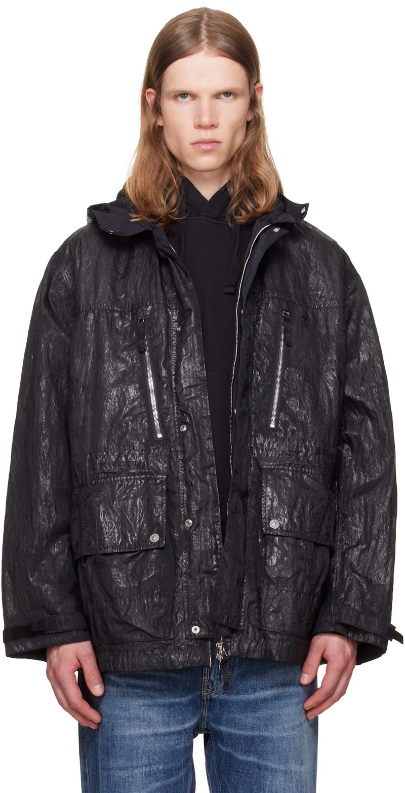 Black Q100027 Slick Nylon Tela-TC Jacket 262828M180002
