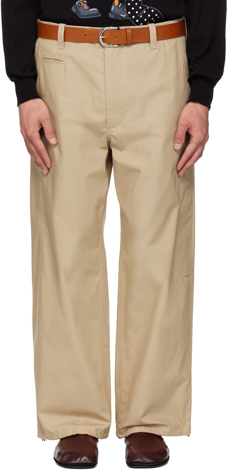 Moschino Beige Classic With Twist New Tailoring Trousers 261720M191001