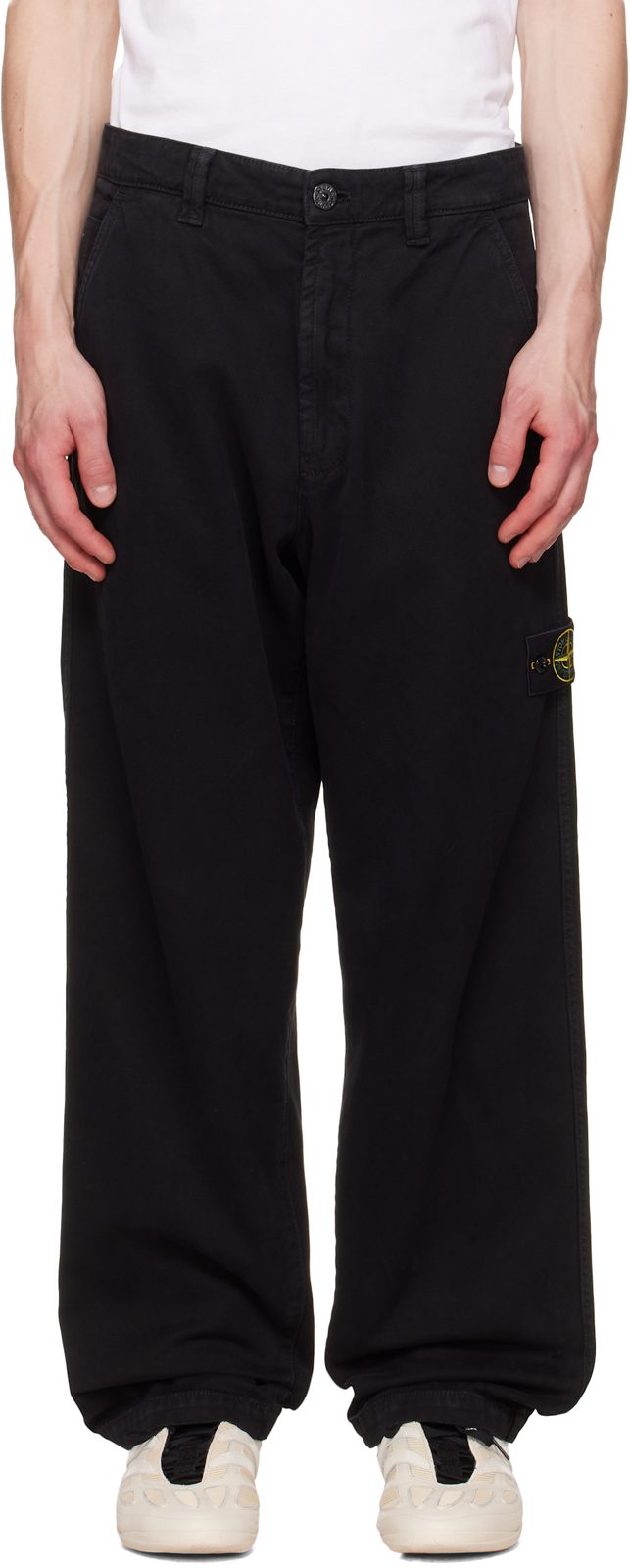 Black 3100014 Organic Panama Cotton Old Effect Pants 262828M191014