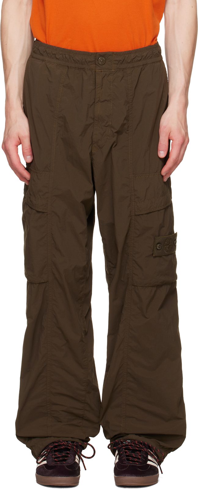 Khaki Nylon Smerigliato S.I. Ghost Pants 262828M188004